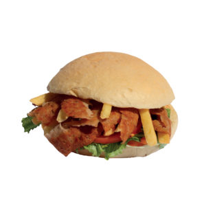 Focaccia kebab con patatine fritte